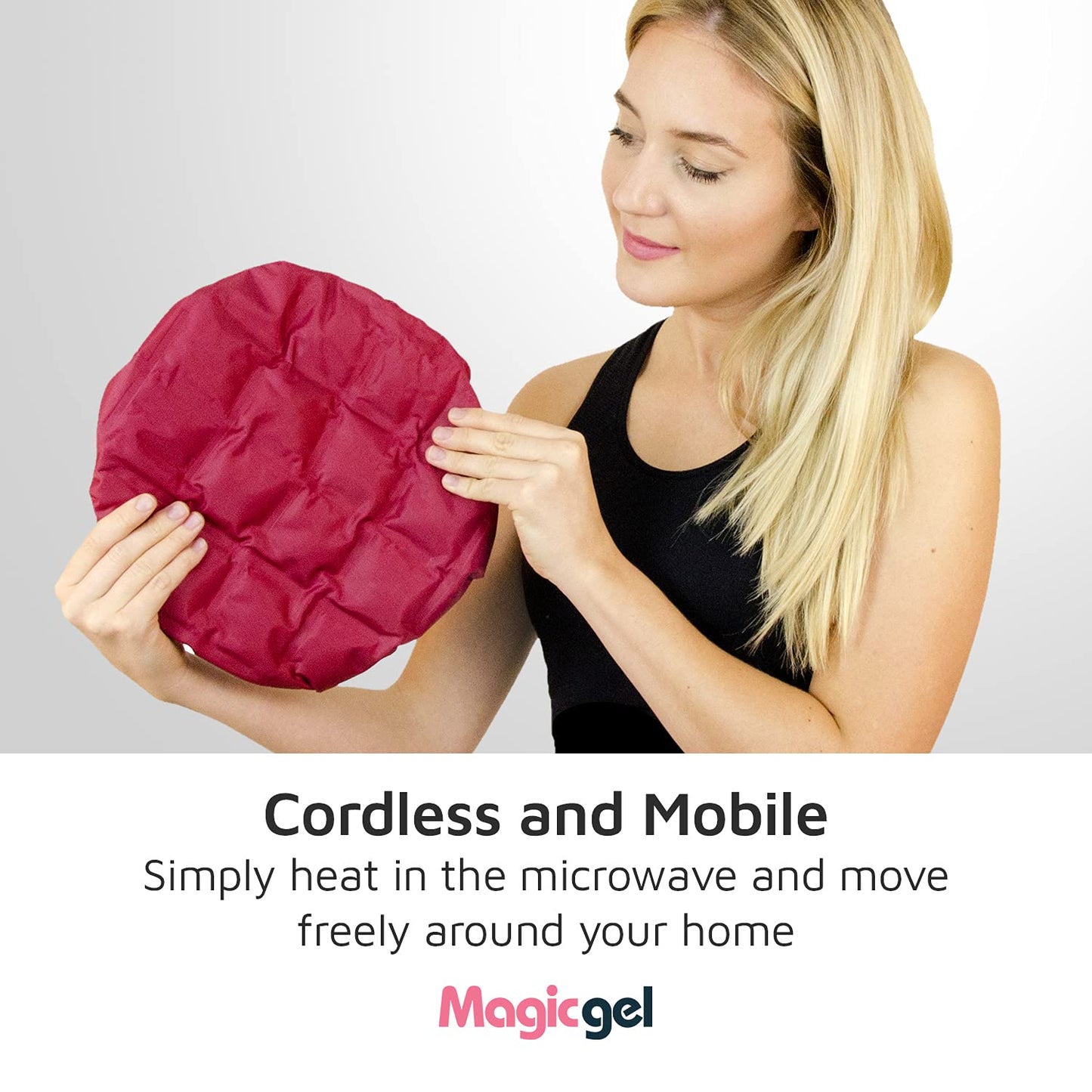 Magic Gel thermal steam hat for hair care showing the comfortable elastic border fit.