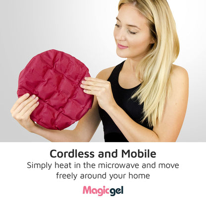 Magic Gel thermal steam hat for hair care showing the comfortable elastic border fit.