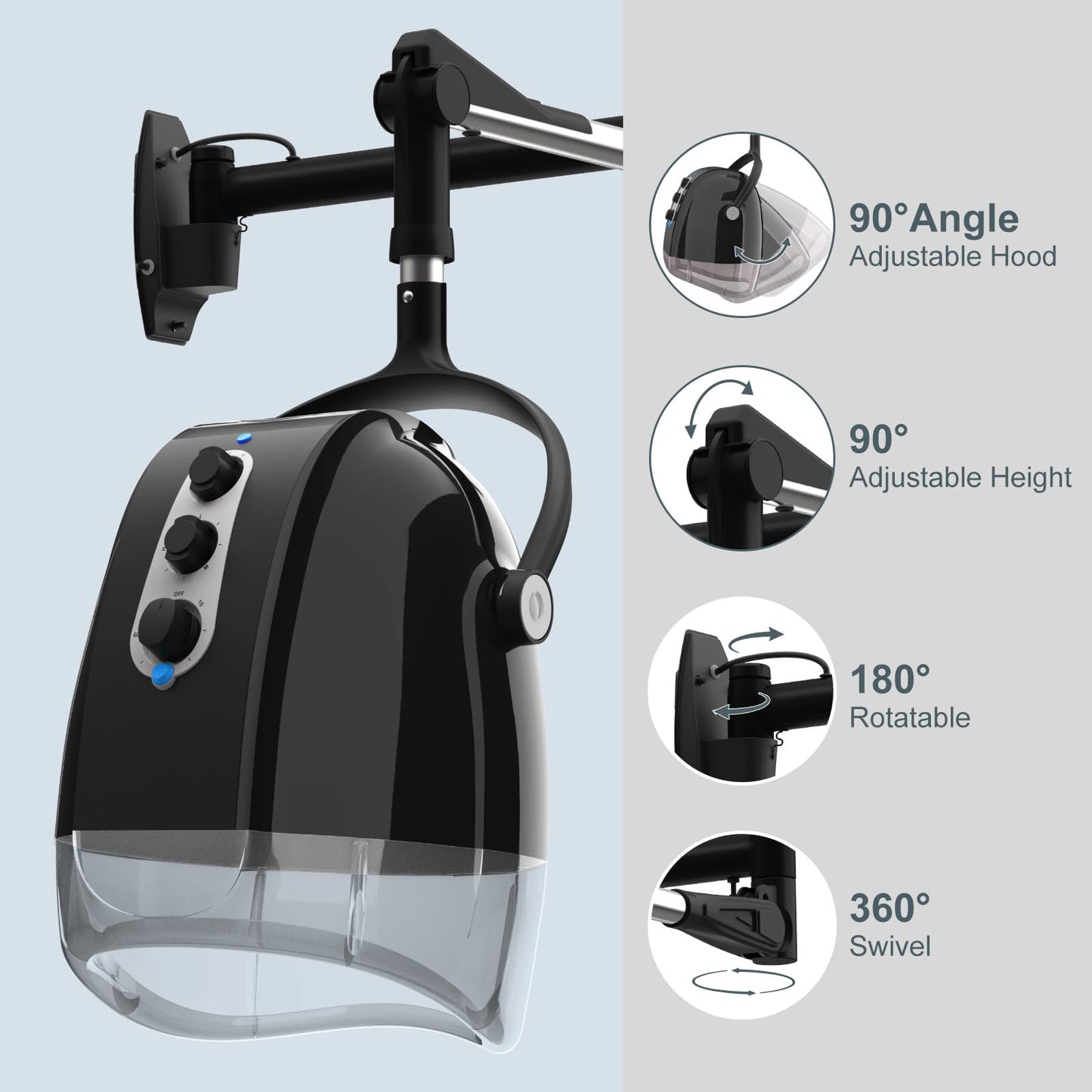 SalonFix professional salon hair processing hood showcasing the built-in negative ion generator outlet grill