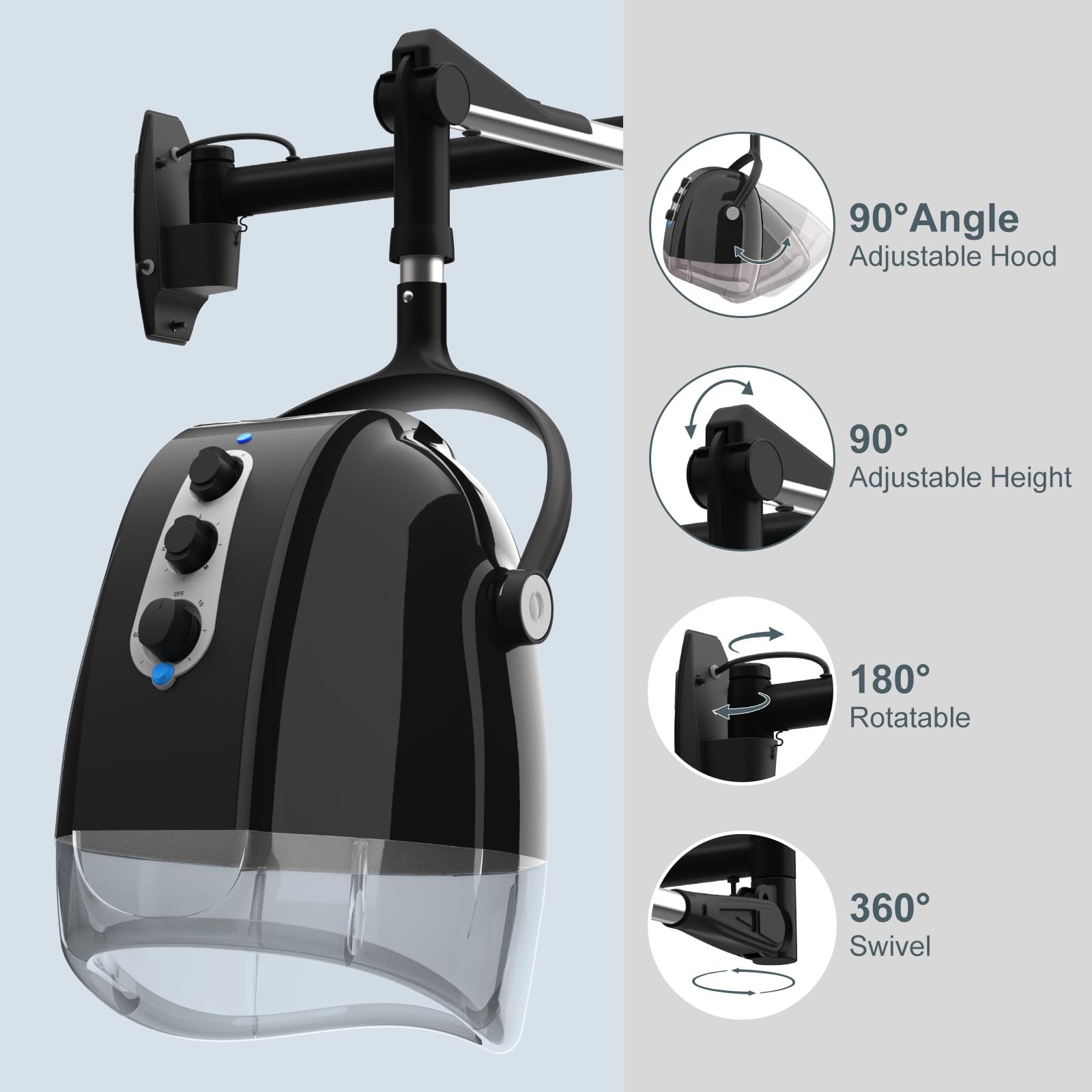 SalonFix professional salon hair processing hood showcasing the built-in negative ion generator outlet grill
