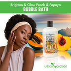 Urban Hydration Peach And Papaya Bubble Bath cap and dispenser pump mechanism close-up view.