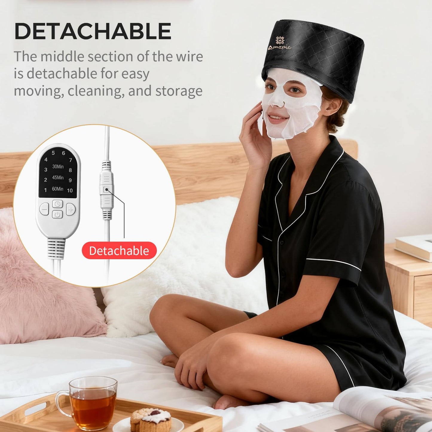 V-ORAL electric hair steamer cap with digital 10 level temperature controller accessory