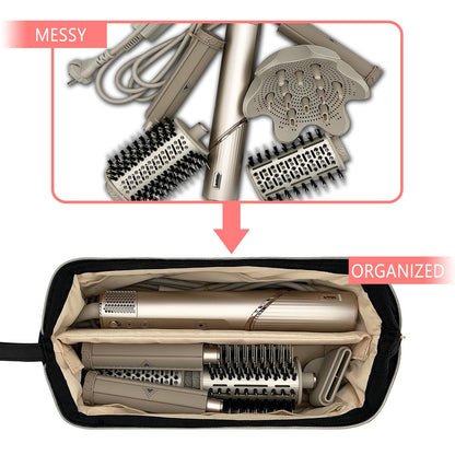 Universal styling tool travel pouch packed with multi styler handle and curling barrels