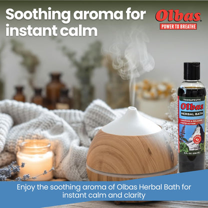 Olbas herbal bath product for muscle relief in home spa setting