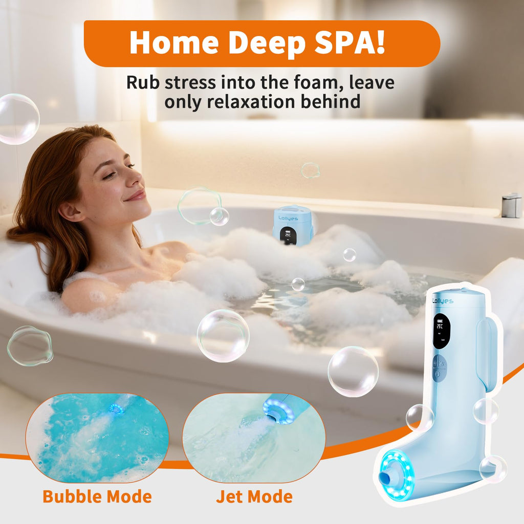 Lollyes bathtub massager showing LED light ring