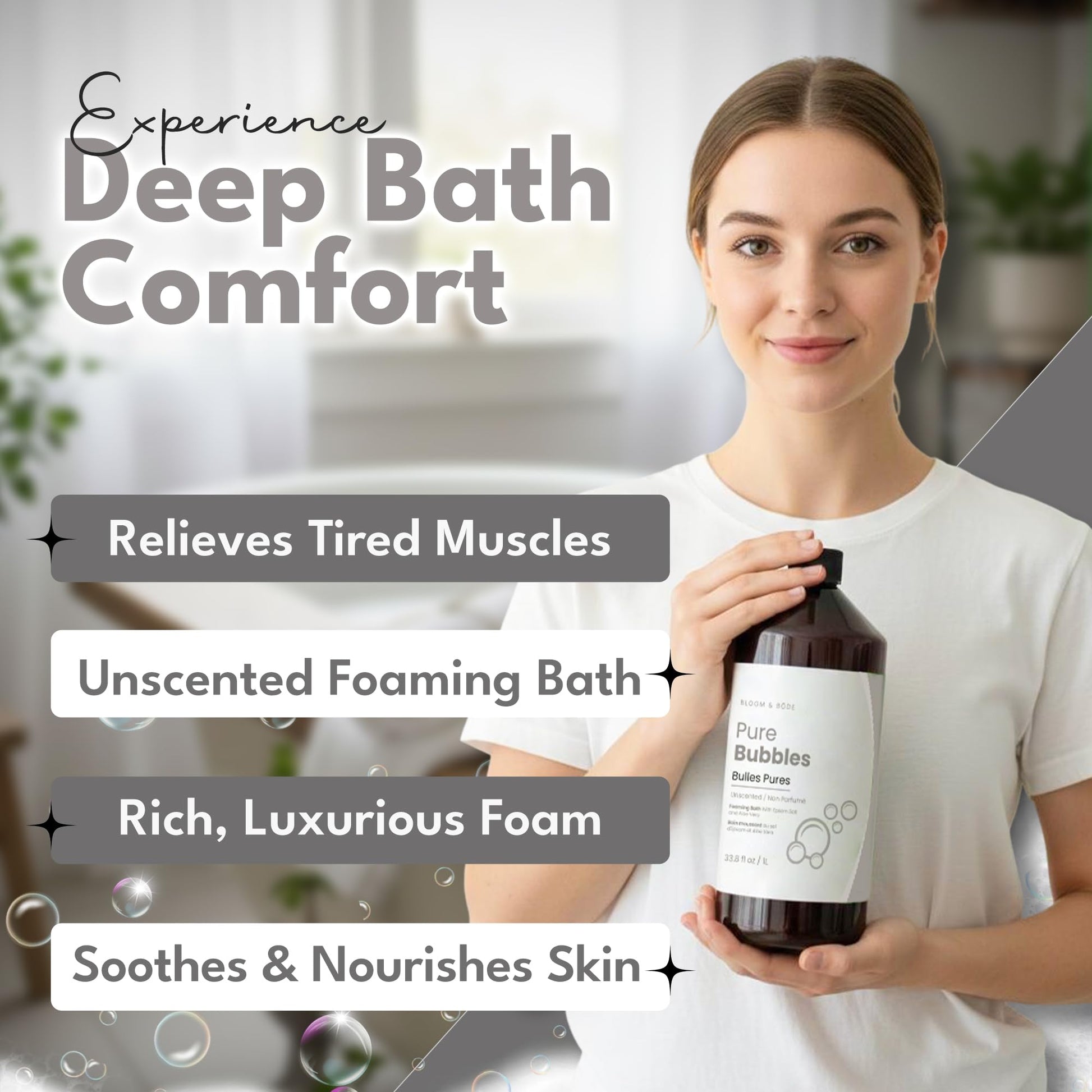 Luxury foaming bath with Aloe Vera and Epsom Salt label
