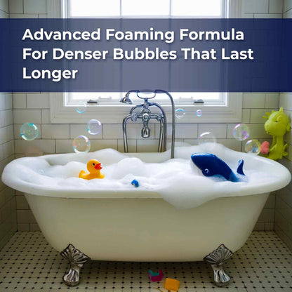 Natural bubble bath ingredients and size details