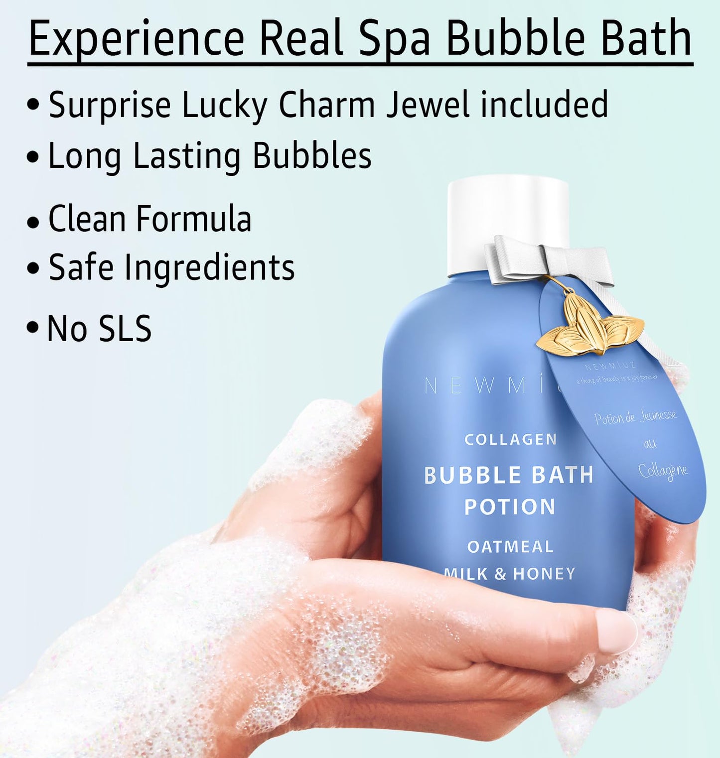 Luxury foaming bath product for home spa usage.