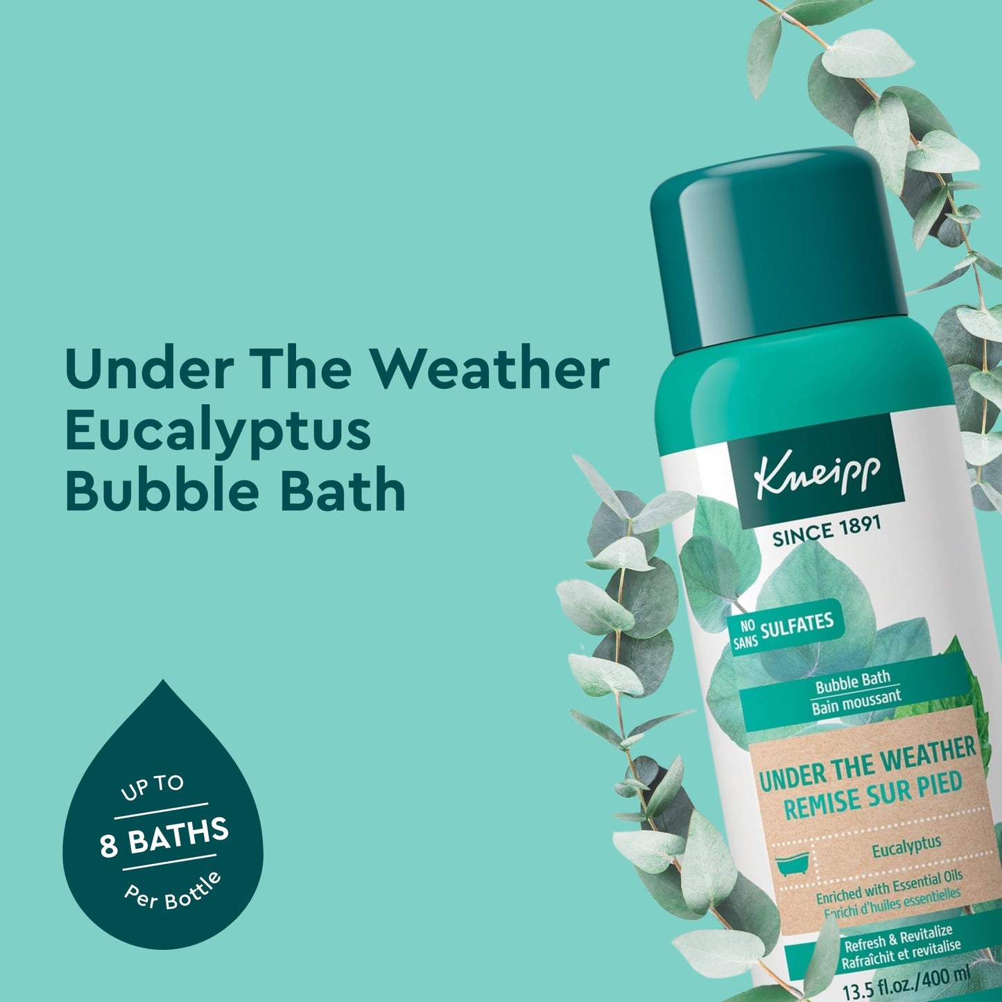 Kneipp Under The Weather eucalyptus bath bottle packaging