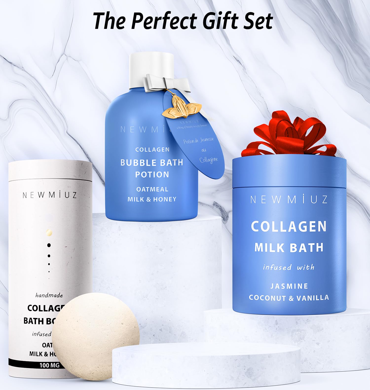 Moisturizing collagen bath foam liquid texture.