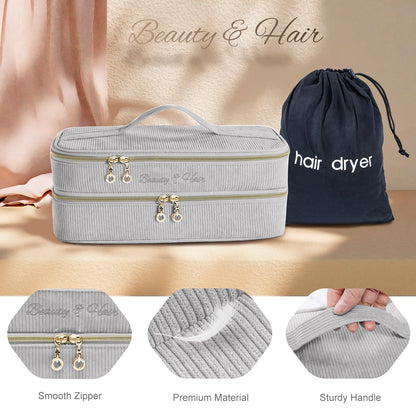 ELCUPA hair tools travel bag with the included separate black water resistant hair dryer pouch