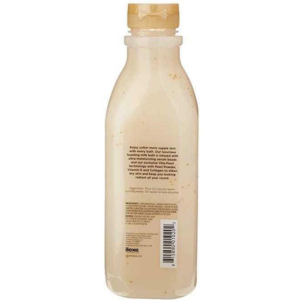 Calgon Nourishing Milk Bath bottle showing Vita-Pearl technology details