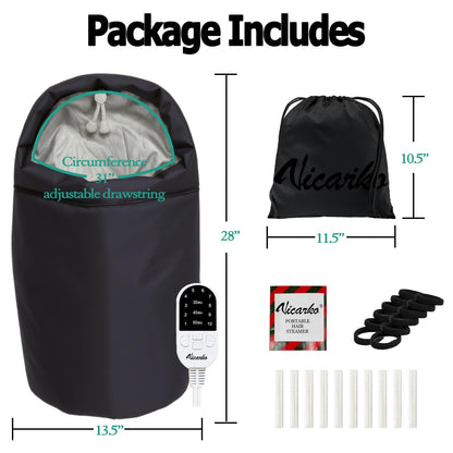 VICARKO deep conditioning cap being adjusted for a secure three hundred and sixty degree fit.