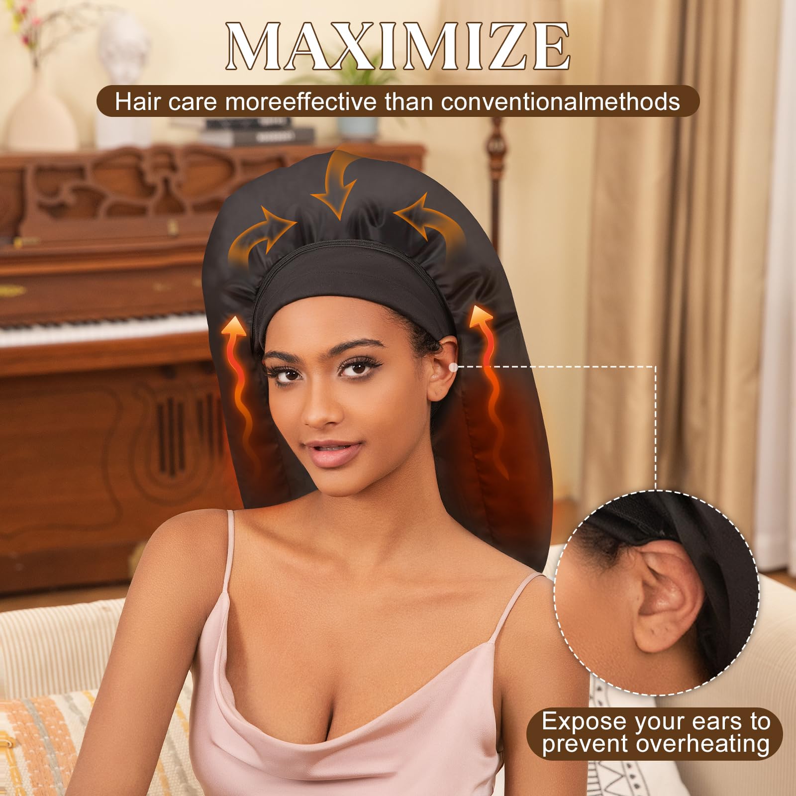 Amzpic hair spa steamer cap packaging contents including the purple thermal cap and bonus styling accessories