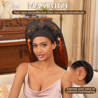 Amzpic hair spa steamer cap packaging contents including the purple thermal cap and bonus styling accessories