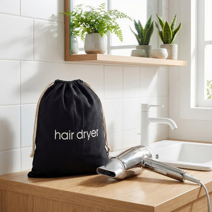 Two pack drawstring travel pouch set for hotel and home bathroom neatness
