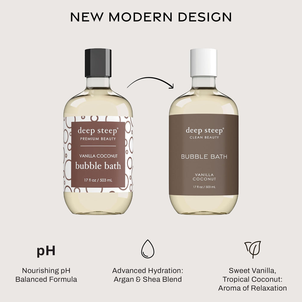 Deep Steep Vanilla Coconut Bubble Bath back label ingredient details