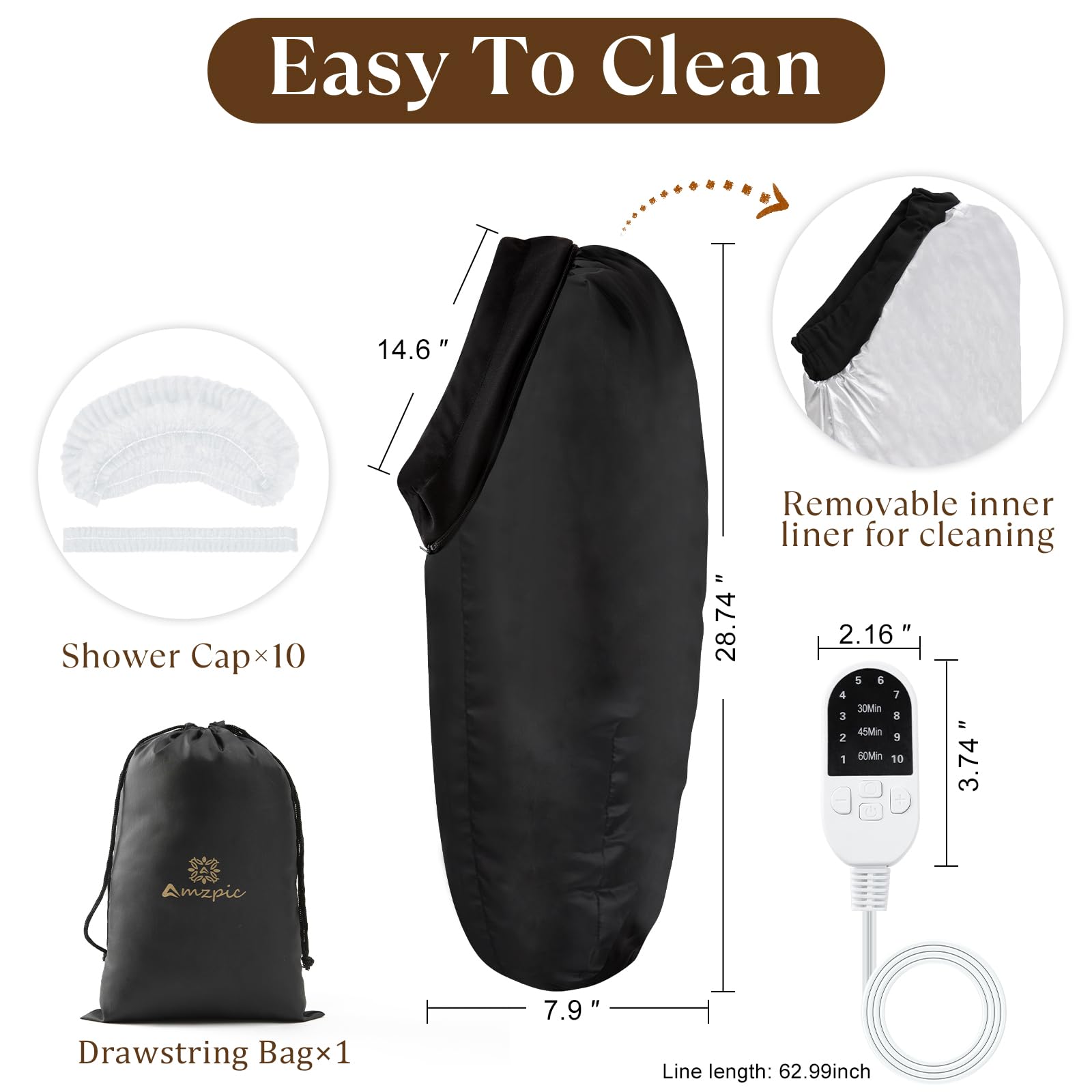 Amzpic spa treatment head cap side angle view showcasing the flame retardant material and ergonomic fit