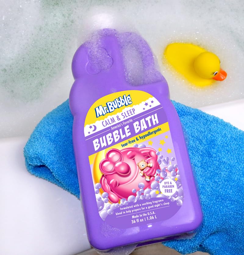 Mr. Bubble calm and sleep bubble bath bottle cap and neck design