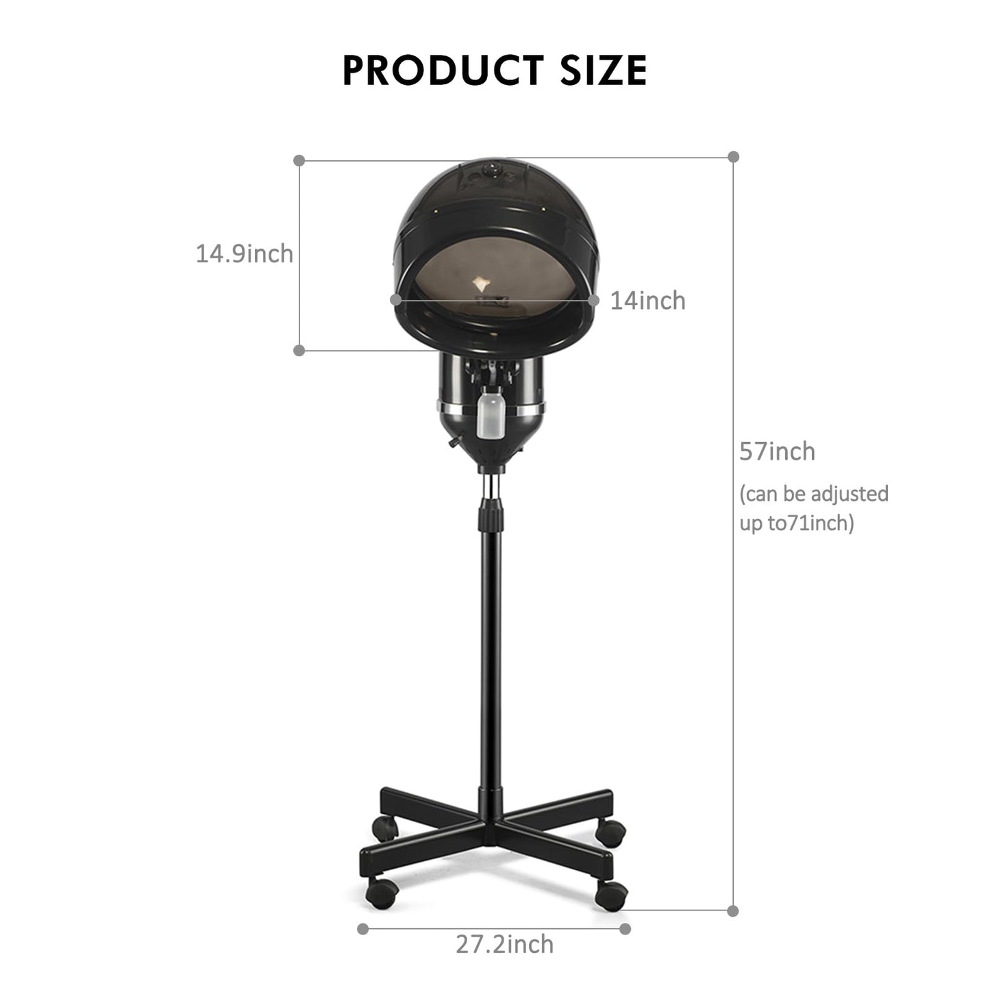 Deep conditioning hot mist hair steamer rolling base with floor wheels
