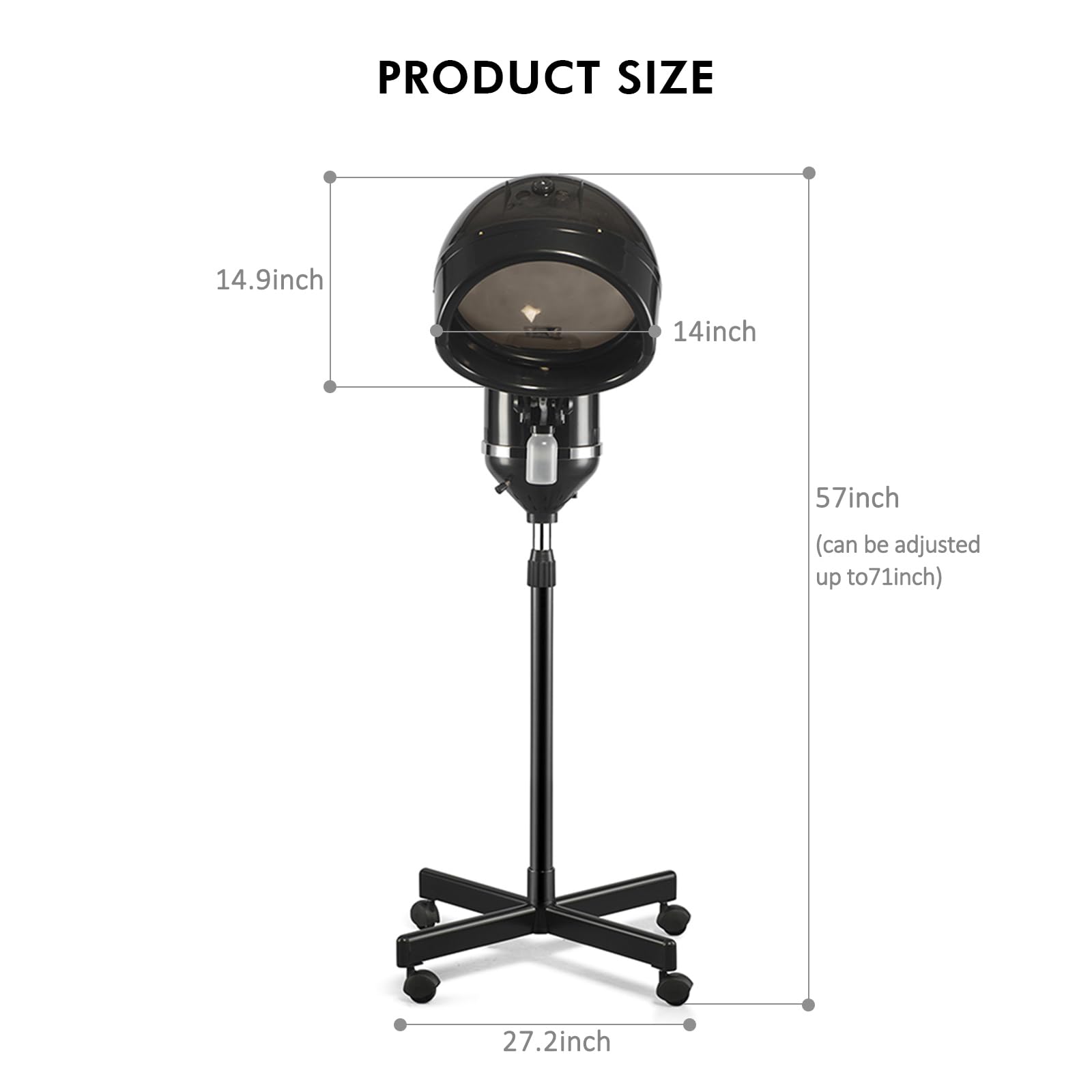 Deep conditioning hot mist hair steamer rolling base with floor wheels