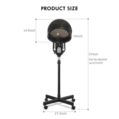 Deep conditioning hot mist hair steamer rolling base with floor wheels