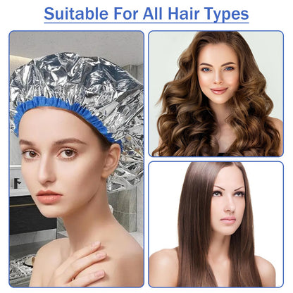 Four pieces of the salon grade hair dyeing foil cap laid out flat to demonstrate the full twelve centimeter opening size.