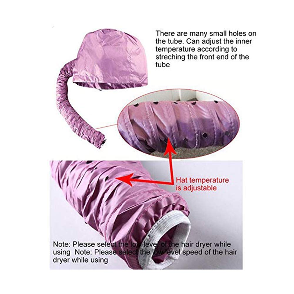 Ai Hang foldable soft hair drying cap showcasing the 39 inch flexible tube and elastic dryer adapter