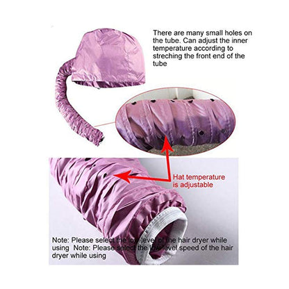 Ai Hang foldable soft hair drying cap showcasing the 39 inch flexible tube and elastic dryer adapter
