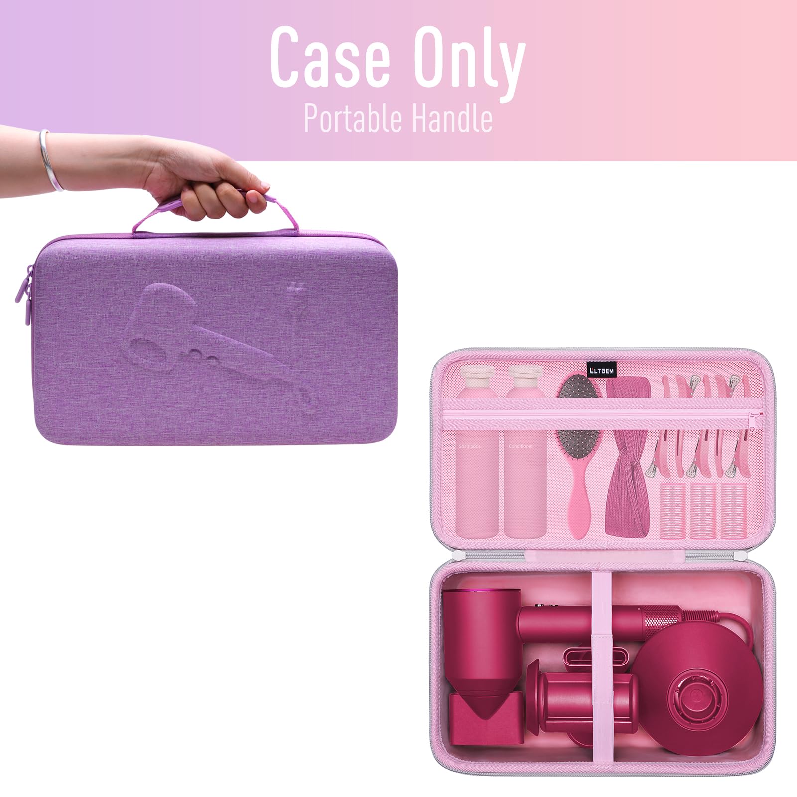 L LTGEM premium hard travel storage case open layout showing compartments