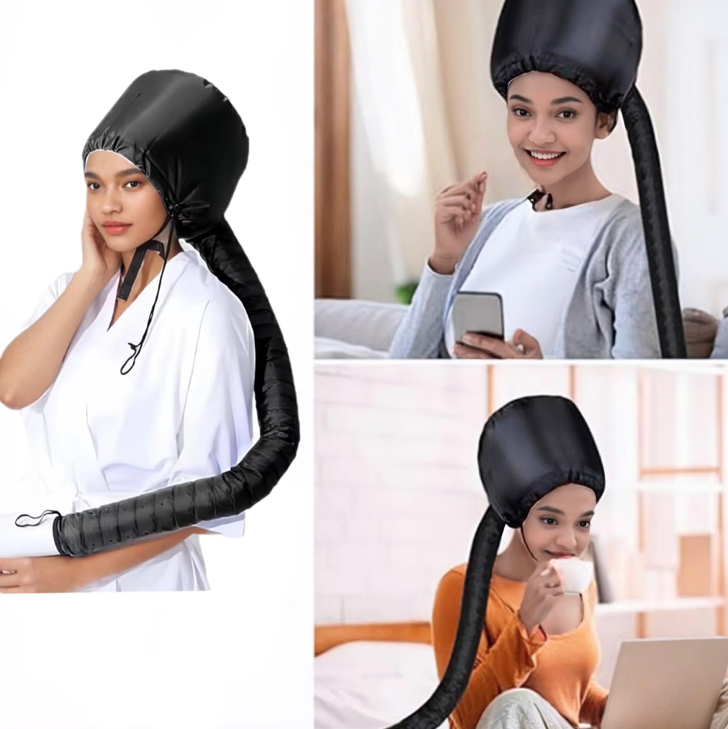 Close up view of the heat resistant flexible hose collar on the hair dryer cap