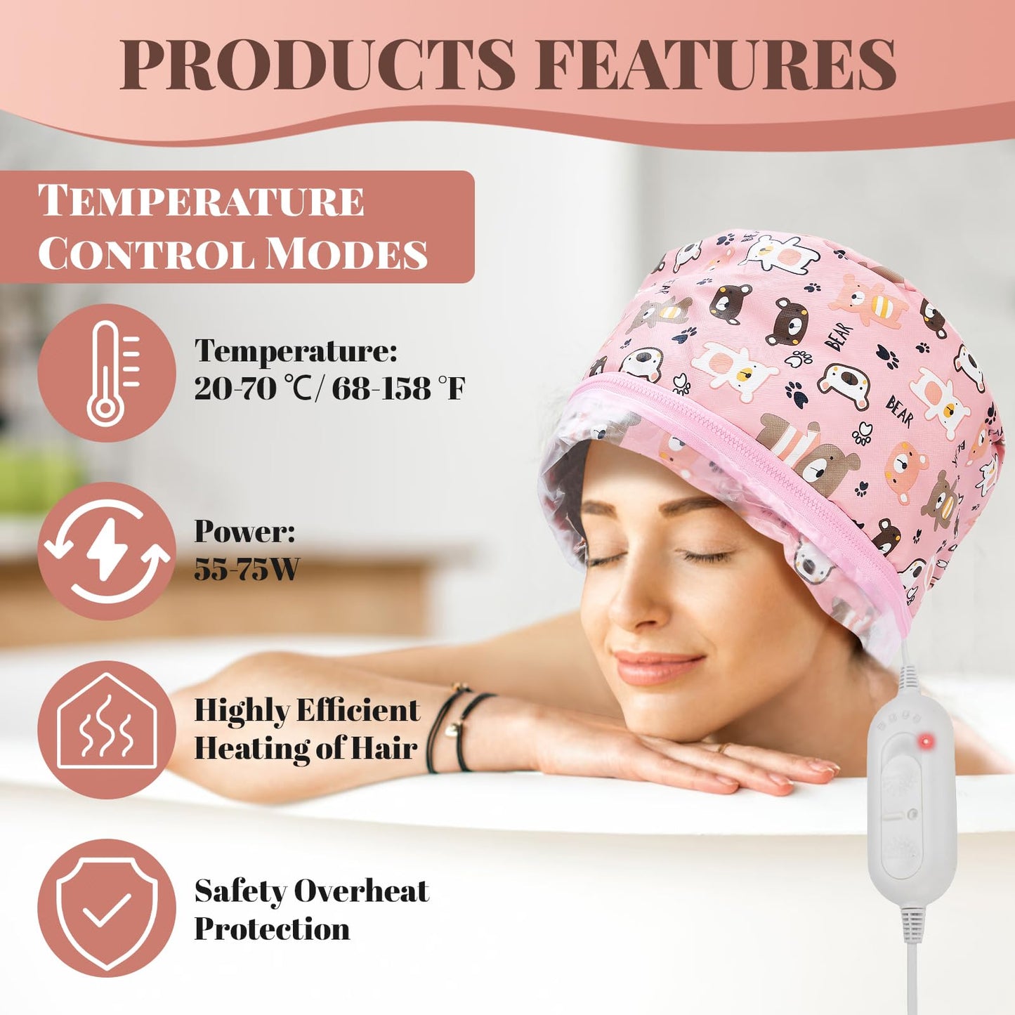 Detached waterproof interior liner of the hair spa steamer cap illustrating easy cleanup maintenance.
