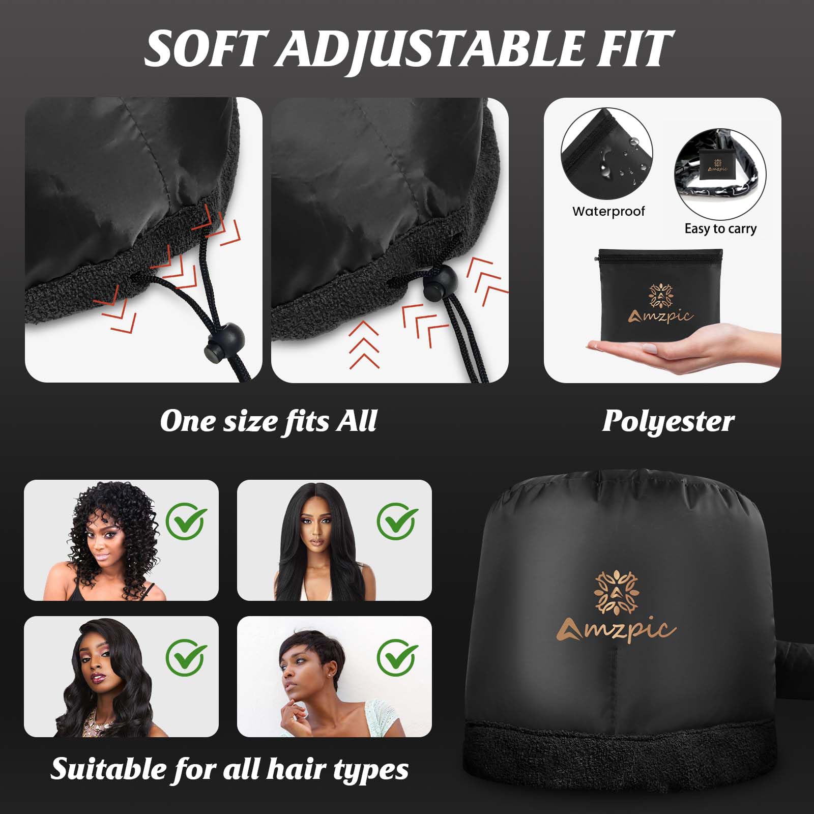 Amzpic salon quality hair drying hood packaged and ready for at home spa care