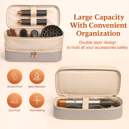 CENXI premium styling tools organizer bag opened with compartments for attachments.