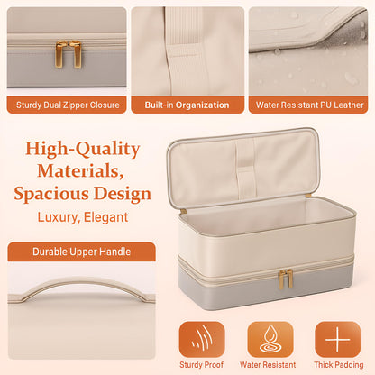 CENXI waterproof travel pouch for premium hair stylers in beige and gray colors.