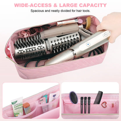 Lacdo portable hair dryer bag with clear pockets organizing accessories