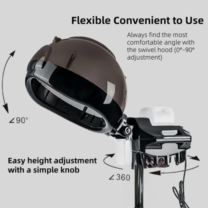 OIYALI hooded hair spa machine displaying adjustable timer and high low temperature control dials