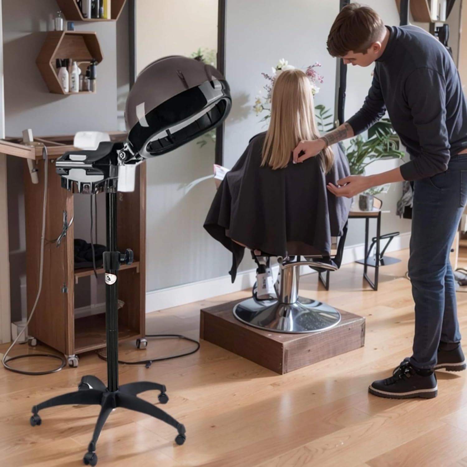 Premium white hair steamer with dry-run protection and ozone function for hair salon use