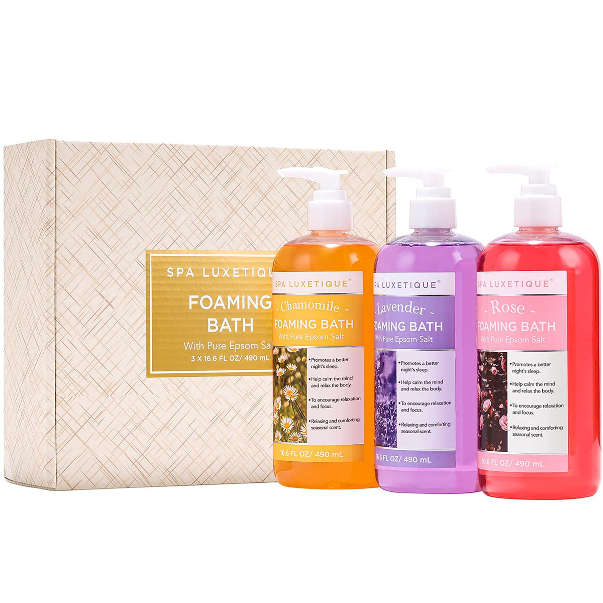 Spa Luxetique foaming bath back label and ingredients view