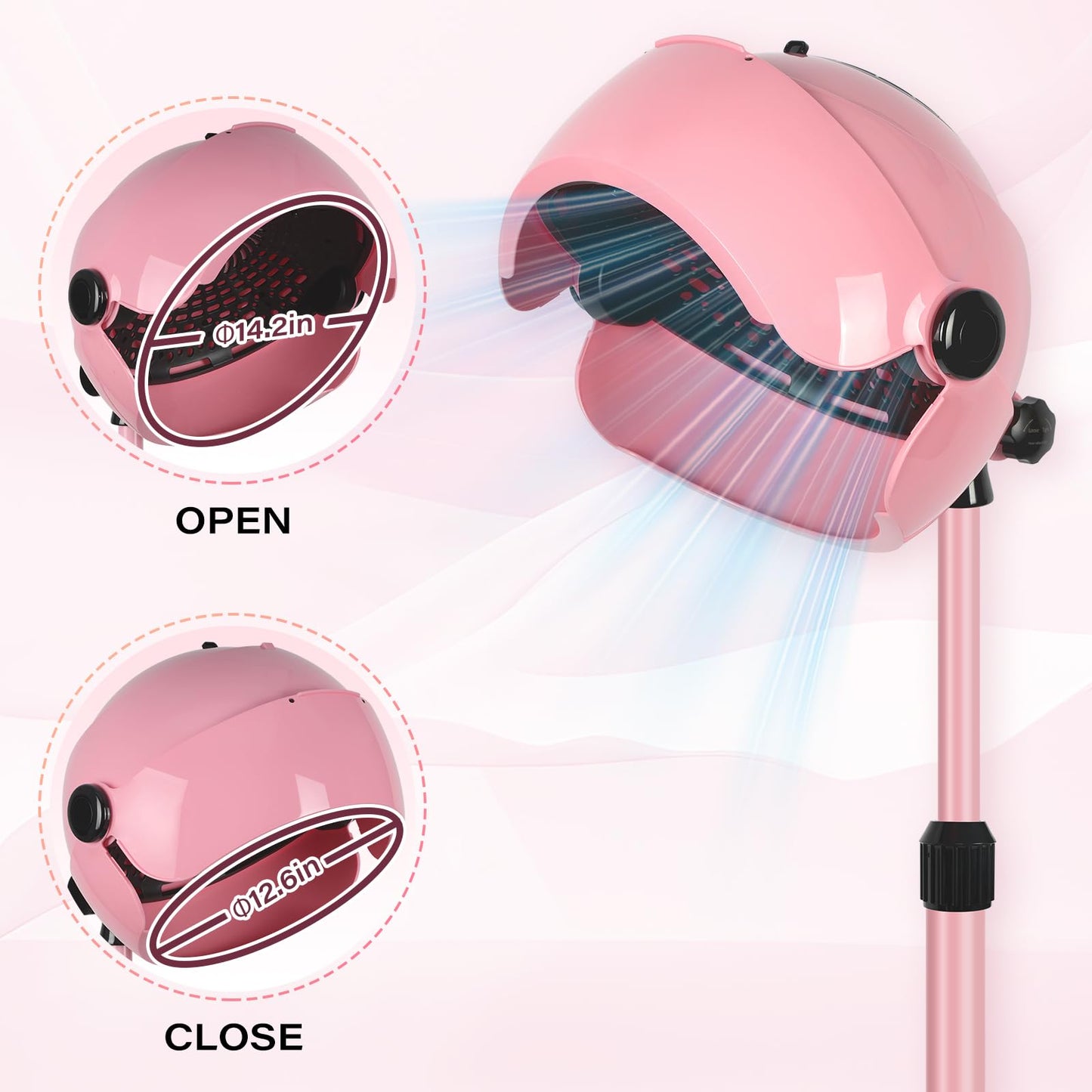 Pink ionic professional salon bonnet dryer for deep conditioning treatments
