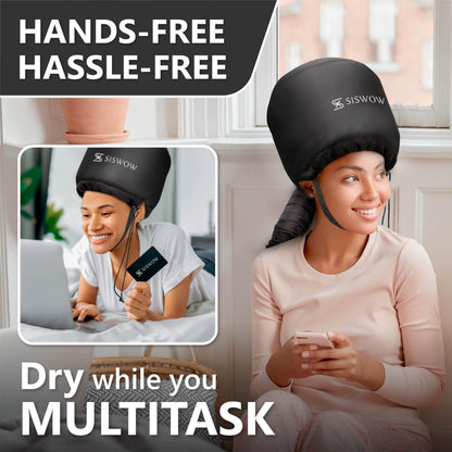 Black mesh net hair plopping cap showing the adjustable drawstring toggle