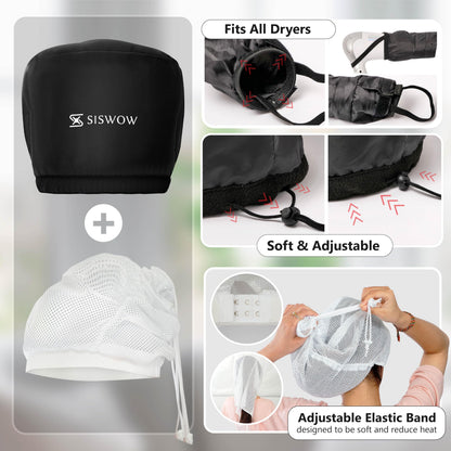 Portable hooded hair dryer attachment packed tightly for travel convenience