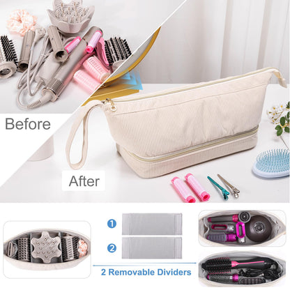 ELCUPA portable hair wrap dryer case showing bottom layer elastic bands for cord management