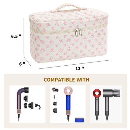 Open view of the quilted cotton storage bag displaying the spacious interior compartment for multi-stylers