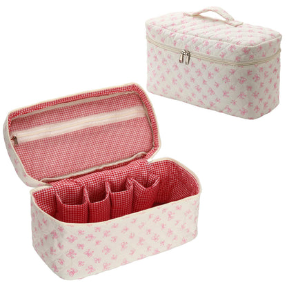 Compact travel case packed inside a suitcase illustrating space-saving luggage organization for hair dryers