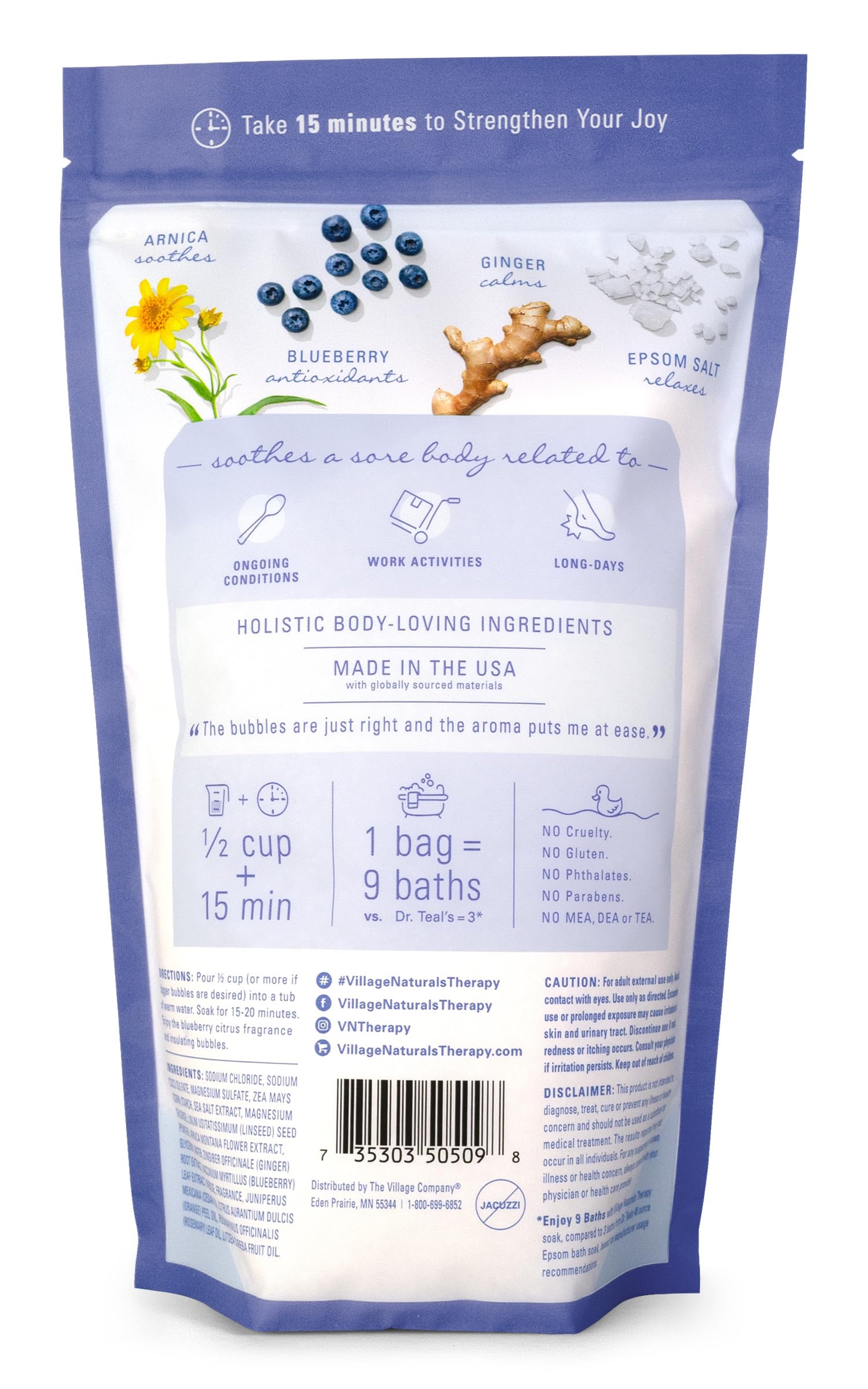 Blueberry Citrus scented mineral bath soak pouch