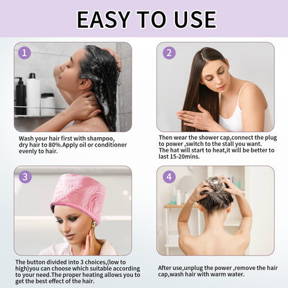 Snekuli hair care hat packaging presentation highlighting the product specifications for home salon use.