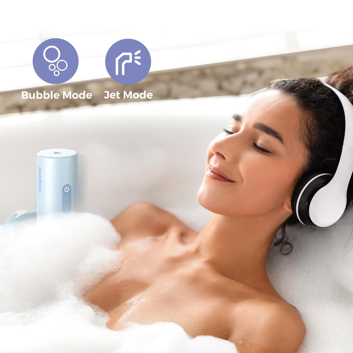 Momfann cordless bathtub jet spa showing nozzle control