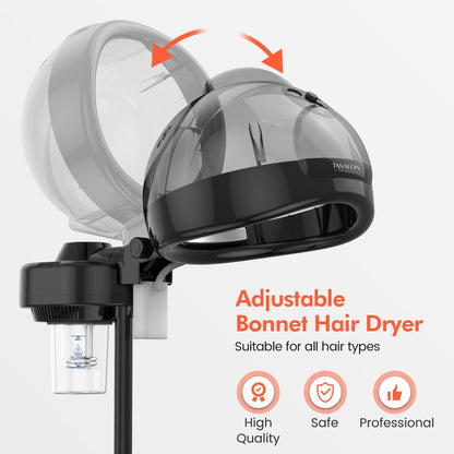 TASALON deep conditioning steamer collapsed for compact storage with its five leg mobile base