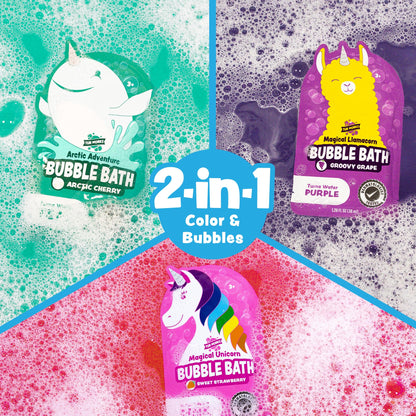 Tub Works bubble bath sachets featuring character themes